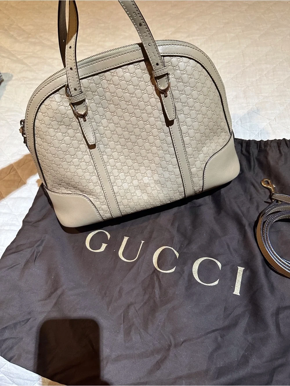 Gucci Cream Microguccissima Dome Satchel